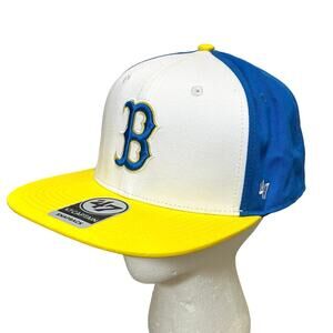 47 Brand Captain MLB Boston Red Sox JetBlue Flat Bill Cap NWT OSFA Blue Yellow